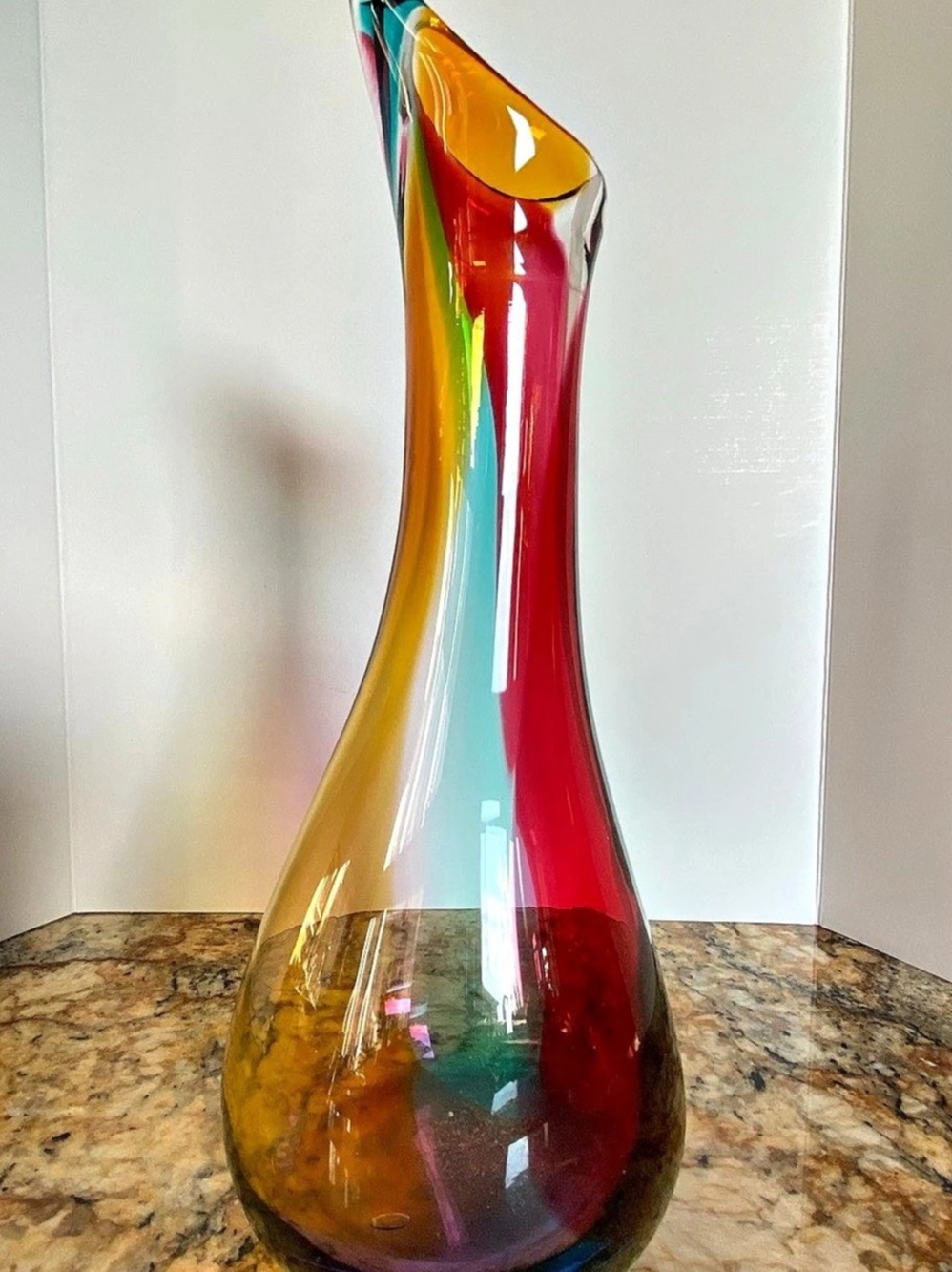 Stephen Nelson Handblown Art Glass Vase Multicolor